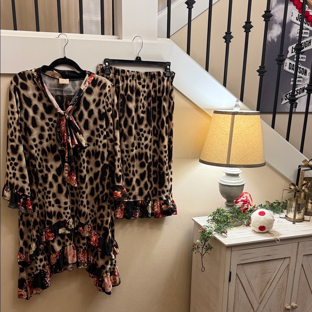 Leopard Print Dress with Floral Accents